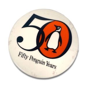 Vintage Penguin Books Publisher Pinback Button Pin 50 Fifty Years